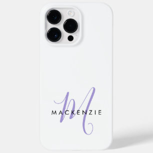 Elegante Moderne Witte Lavendel Script Monogram Case-Mate iPhone 14 Pro Max Hoesje