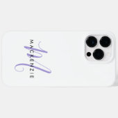 Elegante Moderne Witte Lavendel Script Monogram Case-Mate iPhone Case (Achterkant (horizontaal))