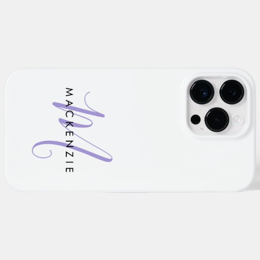 Elegante Moderne Witte Lavendel Script Monogram Case-Mate iPhone Case (Achterkant (horizontaal))