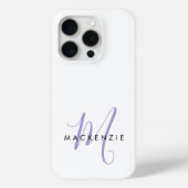 Elegante Moderne Witte Lavendel Script Monogram Case-Mate iPhone Case (Achterkant)
