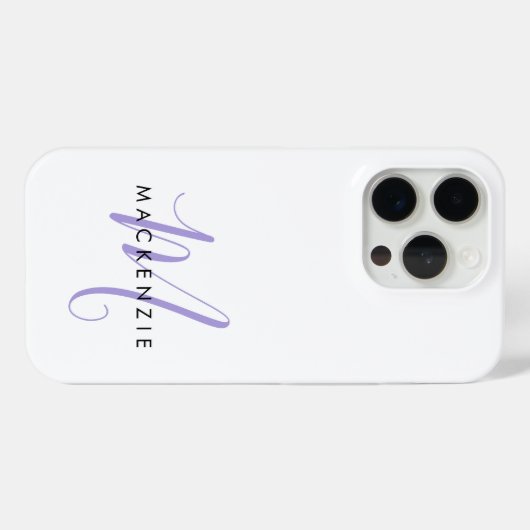 Elegante Moderne Witte Lavendel Script Monogram Case-Mate iPhone Case (Achterkant (horizontaal))