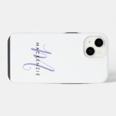 Elegante Moderne Witte Lavendel Script Monogram iPhone Hoesje (Achterkant horizontaal)