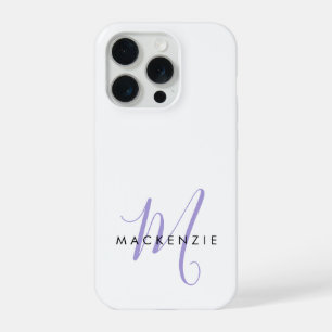 Elegante Moderne Witte Lavendel Script Monogram iPhone 15 Pro Case