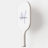 Elegante moderne witte lavendel script monogram pickleball paddle (Links)