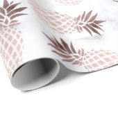elegante moderne witte marmer roos gouden anananas cadeaupapier (Rol Hoek)