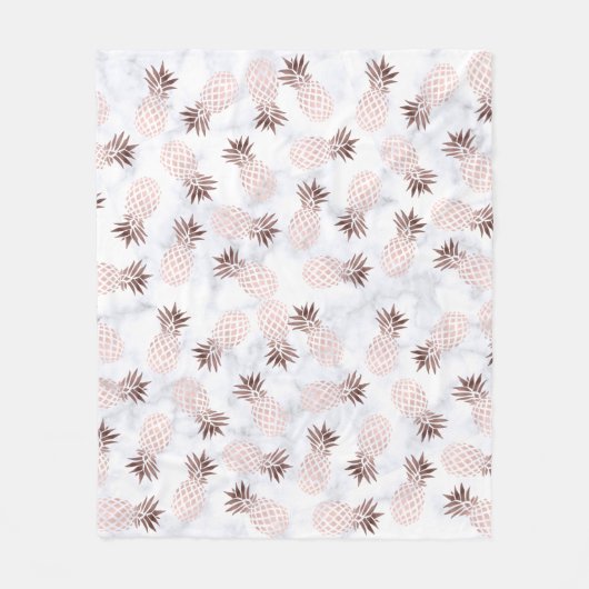elegante moderne witte marmer roos gouden anananas fleece deken (Voorkant)