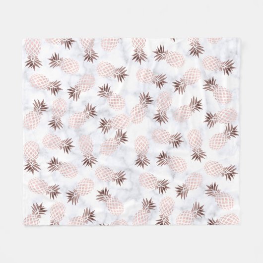 elegante moderne witte marmer roos gouden anananas fleece deken (Voorkant (Horizontaal))