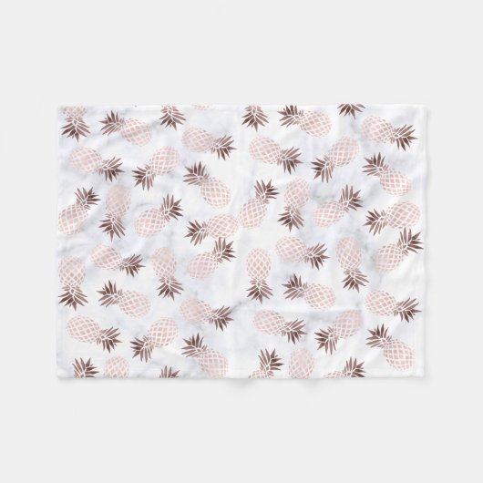 elegante moderne witte marmer roos gouden anananas fleece deken (Voorkant (Horizontaal))