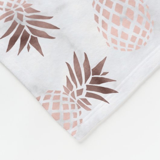 elegante moderne witte marmer roos gouden anananas fleece deken (Hoek)