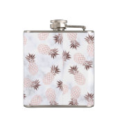 elegante moderne witte marmer roos gouden anananas heupfles (Achterkant)