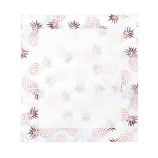 elegante moderne witte marmer roos gouden anananas notitieblok (Voorkant)