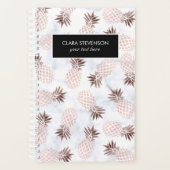 elegante moderne witte marmer roos gouden anananas planner (Voorkant)