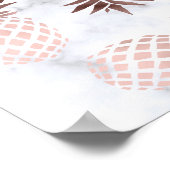 elegante moderne witte marmer roos gouden anananas poster (Hoek)