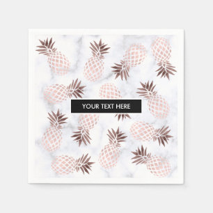 elegante moderne witte marmer roos gouden anananas servetten