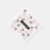 elegante moderne witte marmer roos gouden anananas servetten (Hoek)