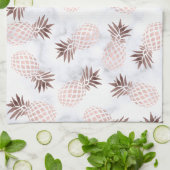 elegante moderne witte marmer roos gouden anananas theedoek (Gevouwen)