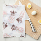 elegante moderne witte marmer roos gouden anananas theedoek (Quarter Fold)