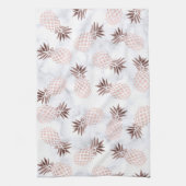 elegante moderne witte marmer roos gouden anananas theedoek (Verticaal)