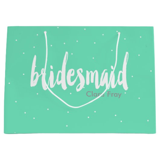 Elegante moderne witte munt bruidsmeisje groot cadeauzakje (Voorkant)