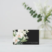 Elegante moderne witte orchideeën zwarte Visitekaa Visitekaartje (Staand voorkant)