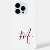 Elegante Moderne Witte Rode Script Monogram Case-Mate iPhone Case (Achterkant)