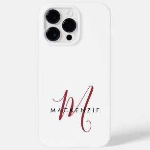 Elegante Moderne Witte Rode Script Monogram Case-Mate iPhone 14 Pro Max Hoesje