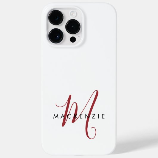 Elegante Moderne Witte Rode Script Monogram Case-Mate iPhone Case (Achterkant)