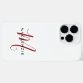 Elegante Moderne Witte Rode Script Monogram Case-Mate iPhone Case (Achterkant (horizontaal))