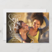 Elegante moderne witte script foto save the date (Voorkant)