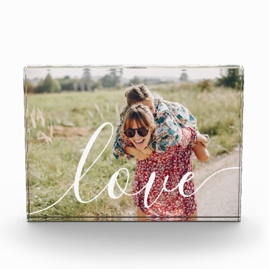 Elegante Moderne Witte Script Liefde Fotoblokken (Voorkant)