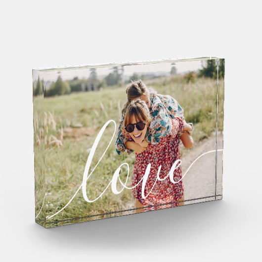 Elegante Moderne Witte Script Liefde Fotoblokken (Links)