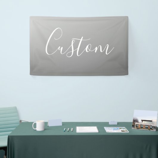 Elegante moderne witte script met grijze gradiënt spandoek (Beurs)