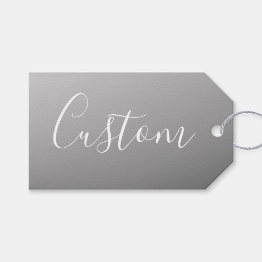Elegante moderne witte script schrijven grijs verl cadeaulabel (Voorkant (Horizontaal))