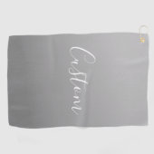 Elegante moderne witte script schrijven grijs verl golfhanddoek (Horizontaal)