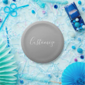 Elegante moderne witte script schrijven grijs verl papieren bordje (Feest)