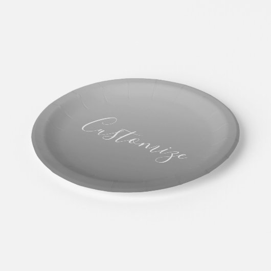 Elegante moderne witte script schrijven grijs verl papieren bordje (Gekanteld)