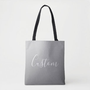 Elegante moderne witte script schrijven grijs verl tote bag