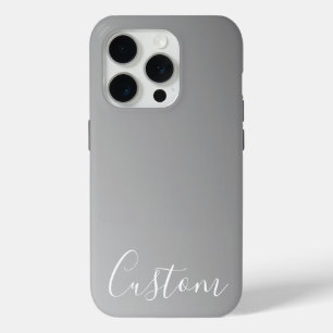 Elegante moderne witte script schrijven grijze gra iPhone 15 pro case