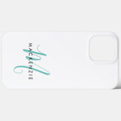 Elegante Moderne Witte Teal Schrift Monogram Case-Mate iPhone Case (Achterkant (horizontaal))
