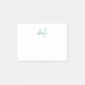 Elegante Moderne Witte Teal Script Monogram Post-it® Notes (Voorkant)