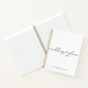 Elegante Moderne Witte Trouwplannen Hart  Notitieboek
