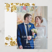 Elegante moderne witte trouwuitnodiging save the date (Voorkant / Achterkant)
