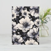 Elegante Moderne Witte Zwarte Bloemige Bruiloft Kaart (Staand voorkant)