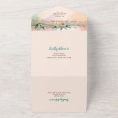 Elegante moderne zacht bloemige waterverf bruiloft all in one uitnodiging (Buitenkant)