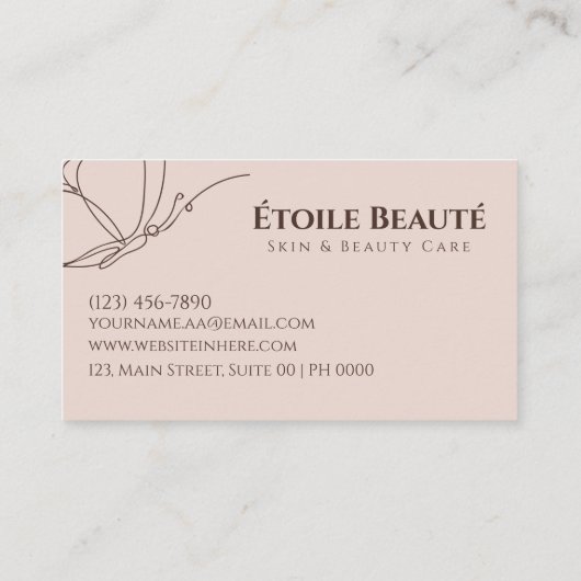Elegante moderne zachte blush vlinder schoonheid m visitekaartje (Achterkant)