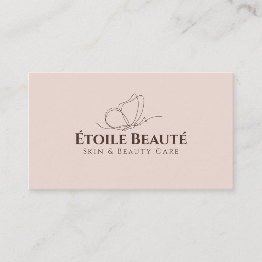 Elegante moderne zachte blush vlinder schoonheid m visitekaartje (Voorkant)