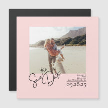 Elegante moderne zachte roze save the date foto