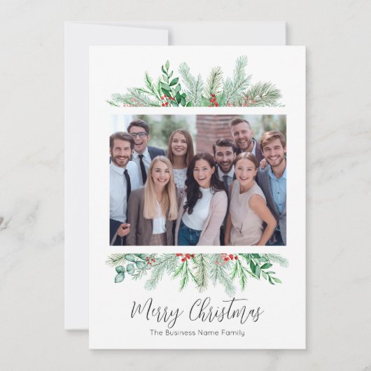 Elegante moderne zakelijke vrolijke kerst feestdagenkaart (Voorkant)