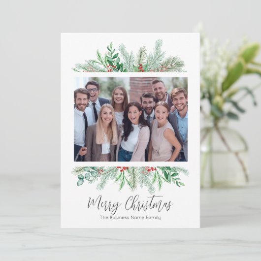 Elegante moderne zakelijke vrolijke kerst feestdagenkaart (Staand voorkant)