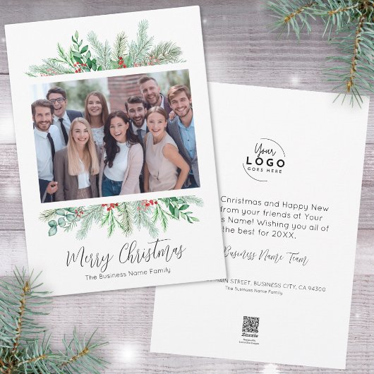 Elegante moderne zakelijke vrolijke kerst feestdagenkaart